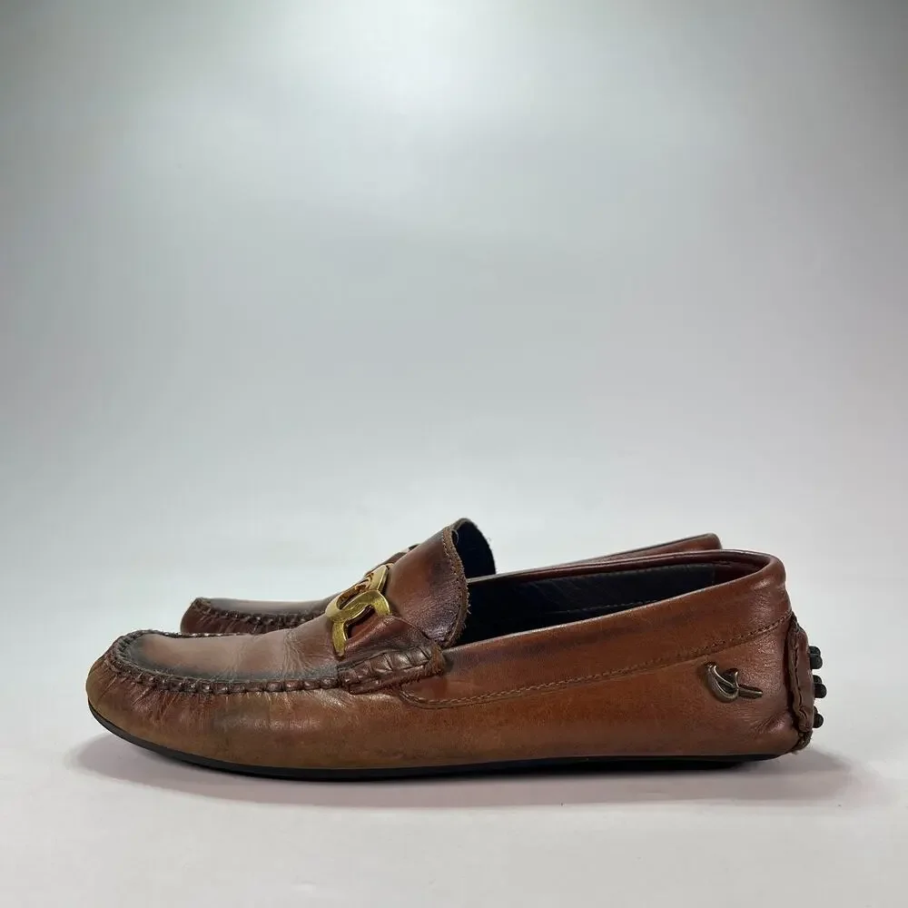 Mocassini Artigianali Brown Leather Driving Loafers Shoes Men's Sz US 10.5 EU 43